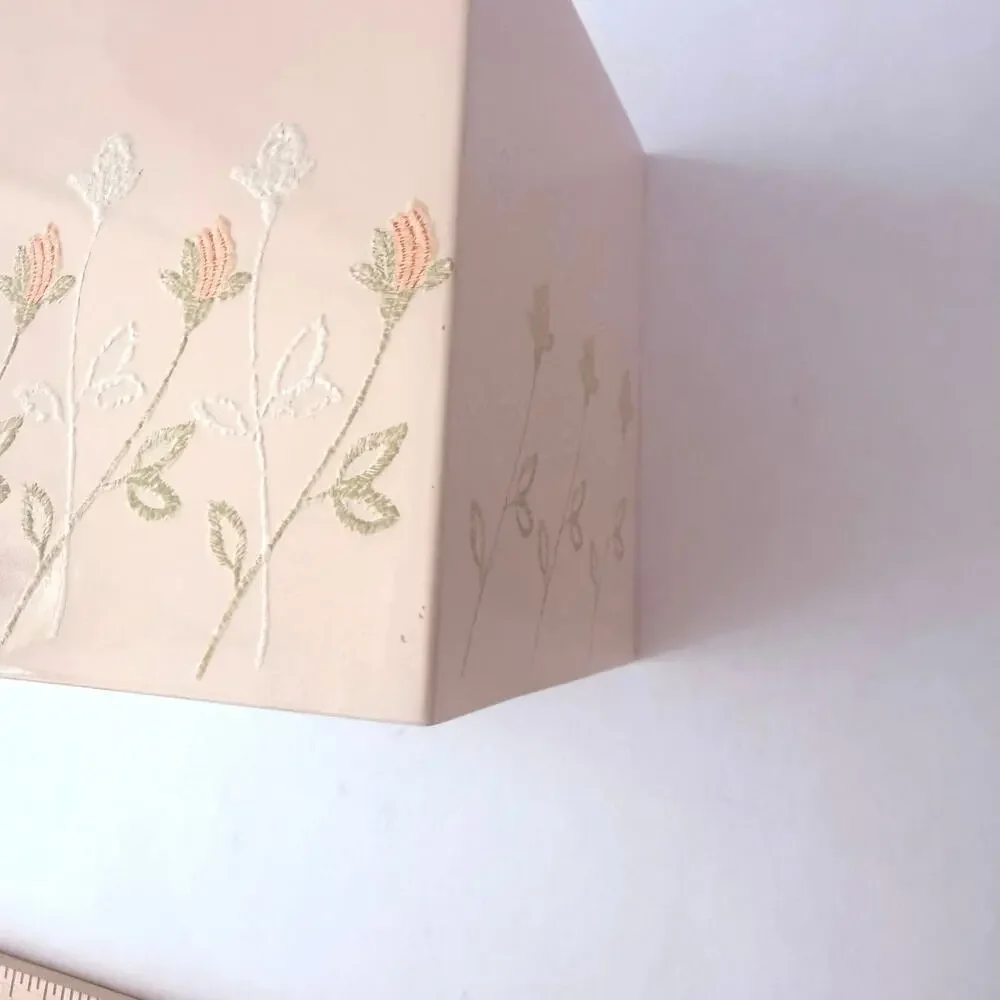 Vintage Plastic Tissue Box Cover Pink Peach Raised Orange White Flowers Japan 5”